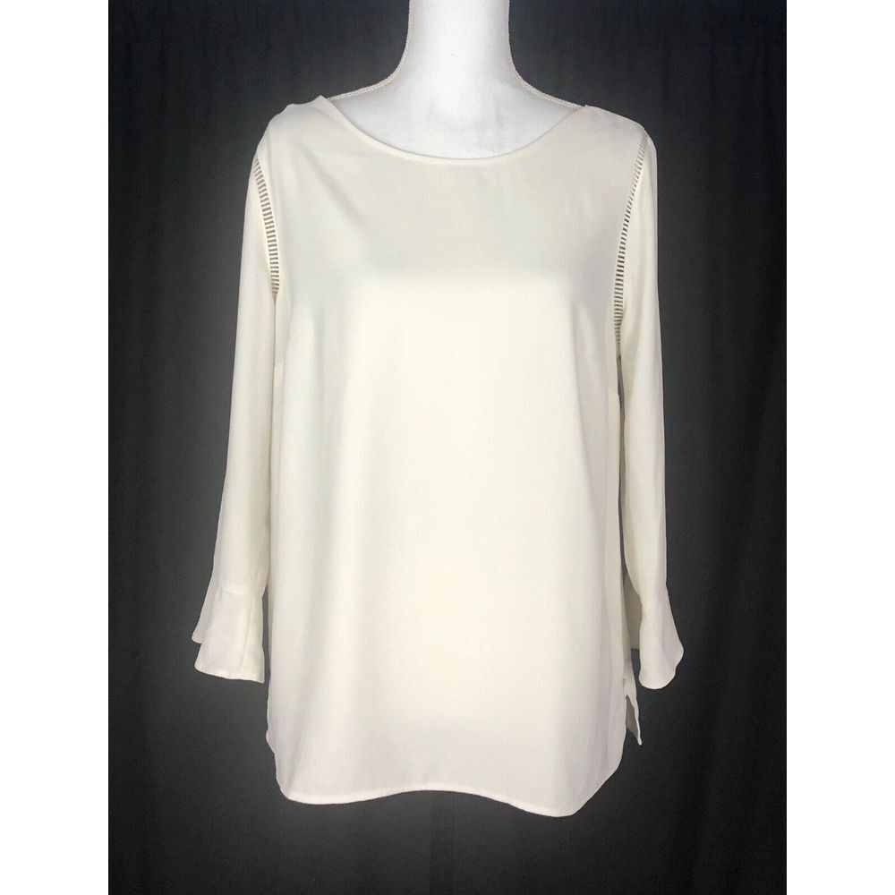 Talbots Women Ivory Long Sleeve Blouse Size M